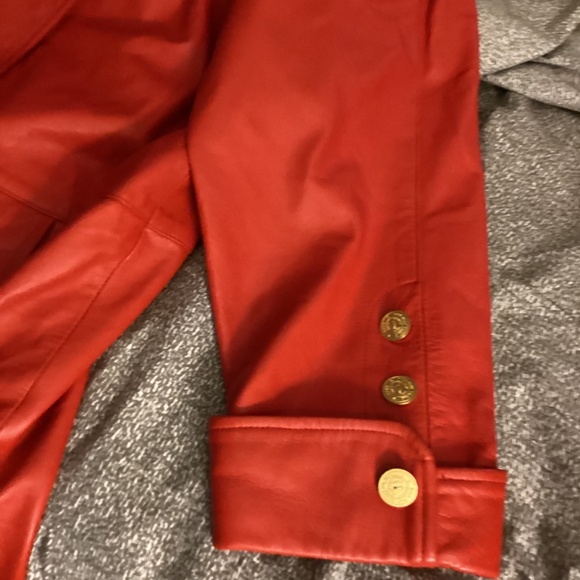 ITALIAN RED CALFSKIN LEATHER COAT - Picture 3 of 6